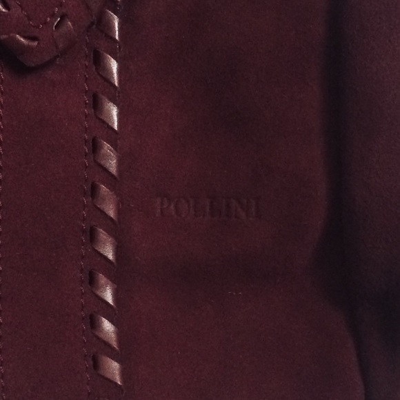 Pollini Wine Suede Hobo Handbag - Picture 4 of 8